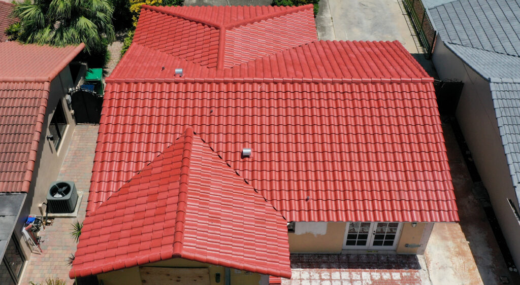 red tile roofing job for residential home completed by bravo's roofing